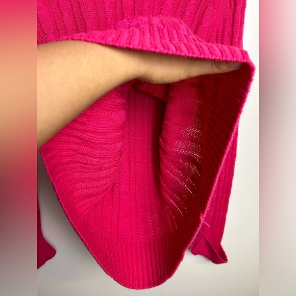 Inked & Faded Y2K Cable Knit Babydoll Pink women’s Size M V-Neck Old money VTG - Picture 5 of 10